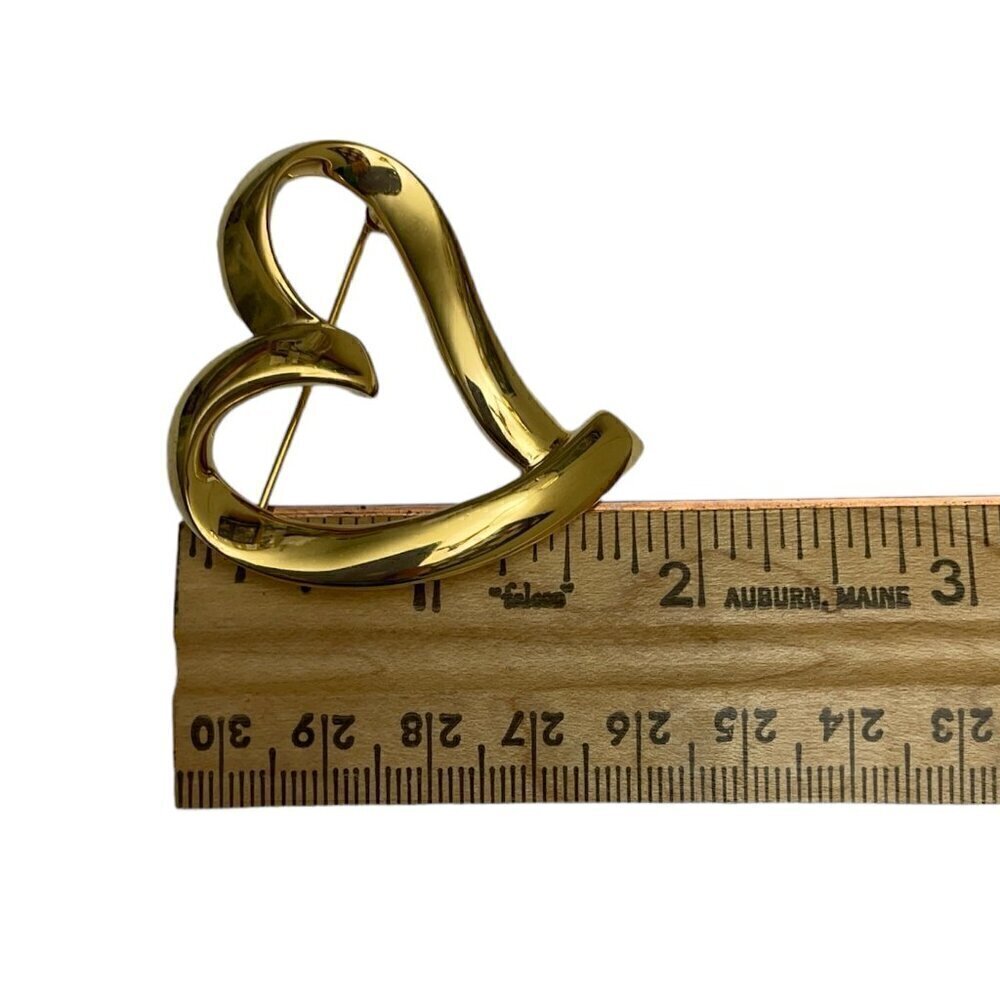Trifari Gold Tone Open Heart Brooch Large Heart Shaped Pin Fashion Jewelry - Picture 3 of 7